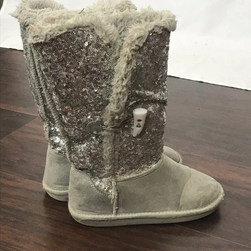 {Justice} Sequin Faux Fur Lined Boots